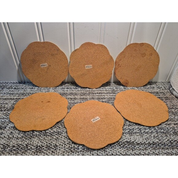 6 Capiz Shell Cork Backed Round With Scallop Edge Placemat/Trivets Phillipines - Picture 12 of 16